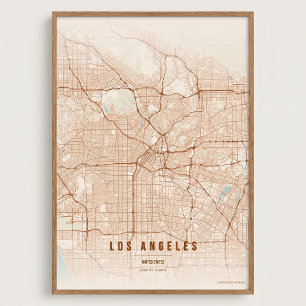Los Angeles Terrakotta Kartan LA Wallart Affisch P