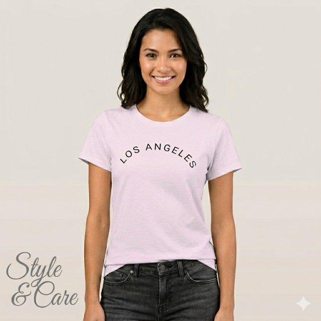 Los Angeles Text Mark Blekt Rosa Bekväm Passform T Shirt (Los Angeles Text Mark Pale Pink Comfortable Fit T-Shirt)