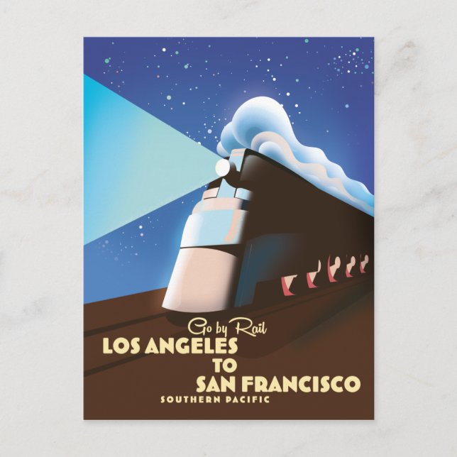 Los Angeles till San Francisco Rail poster Vykort (Framsida)
