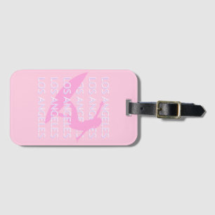 Los Angeles Travel Art, Kalifornien, Rosa, Preppy Bagagebricka