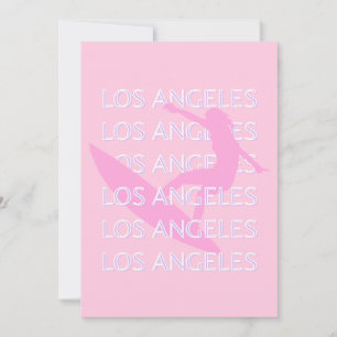 Los Angeles Travel Art, Kalifornien, Rosa, Preppy Julkort