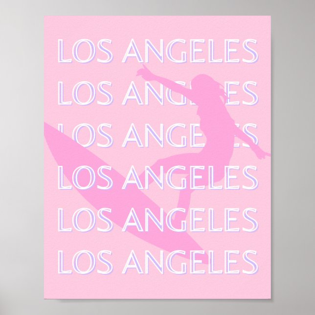 Los Angeles Travel Art, Kalifornien, Rosa, Preppy Poster (Framsidan)