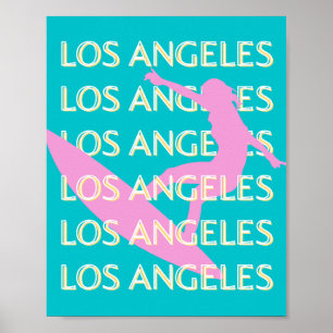 Los Angeles Travel Art, Kalifornien, Surfa Älskare Poster