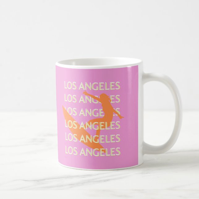 Los Angeles Travel Art, Kalifornien, Travel, Rosa Kaffemugg (Höger)