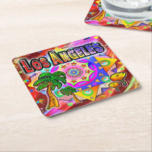 Los Angeles Tropical Friends Underlägg Papper Kvadrat