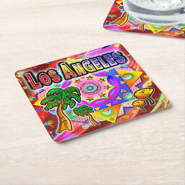 Los Angeles Tropical Friends Underlägg Papper Kvadrat (Vinklad)