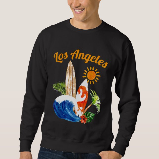 Los Angeles TShirt LA California Surfboard Beach Lång Ärmad Tröja (Framsida)