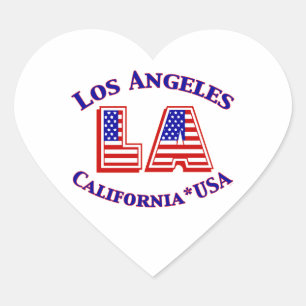 Los Angeles USA Patriotic Logotyp Heart Sticker Hjärtformat Klistermärke