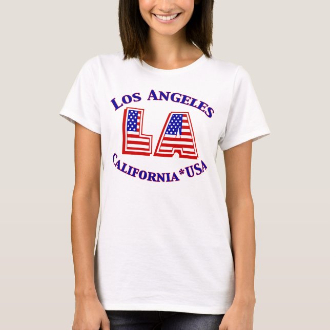 Los Angeles USA Patriotic Logotyp Shirt T (Framsida)