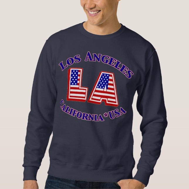Los Angeles USA Patriotic Logotyp Top Lång Ärmad Tröja (Framsida)