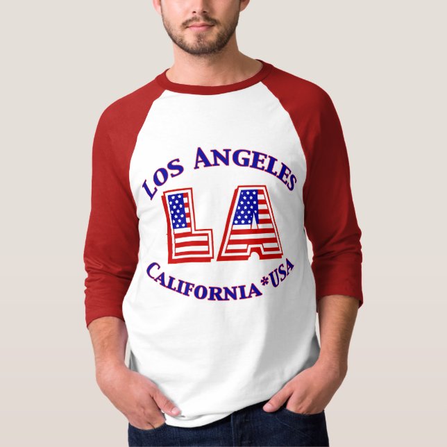Los Angeles USA patriotisk logotyp T Shirt (Framsida)