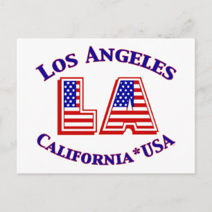 Los Angeles USA Patriotisk Röd, Vit & Blå Logotyp Vykort