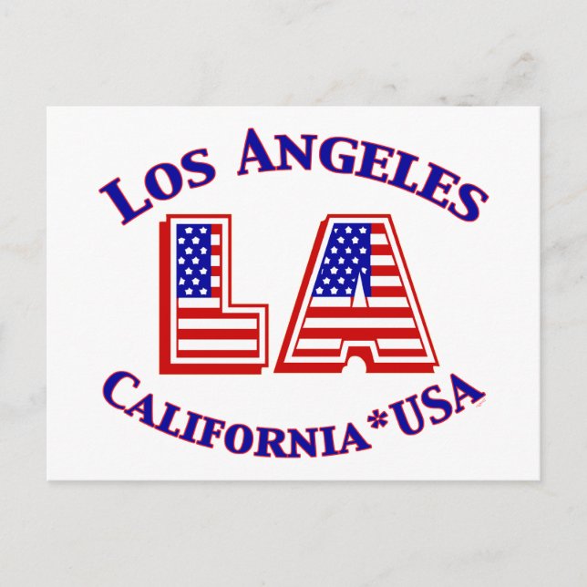 Los Angeles USA Patriotisk Röd, Vit & Blå Logotyp Vykort (Framsida)