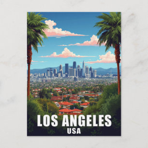 Los Angeles USA Siluett Palmträd Resa Vykort