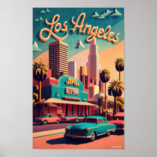 Los Angeles, världens städer, Vintage stil Poster