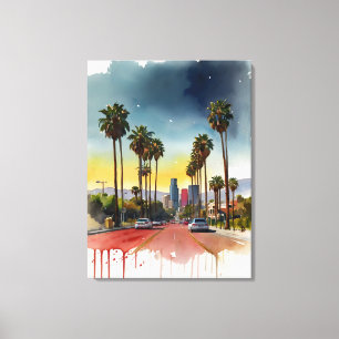 Los Angeles vattenfärgkonst Canvastryck