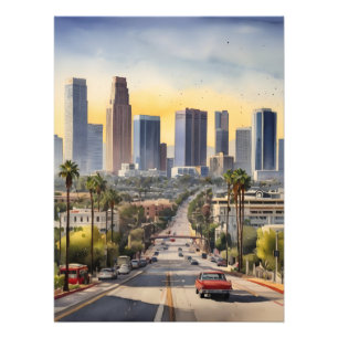 Los Angeles vattenfärgkonst Fototryck