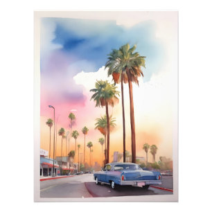 Los Angeles vattenfärgkonst Fototryck