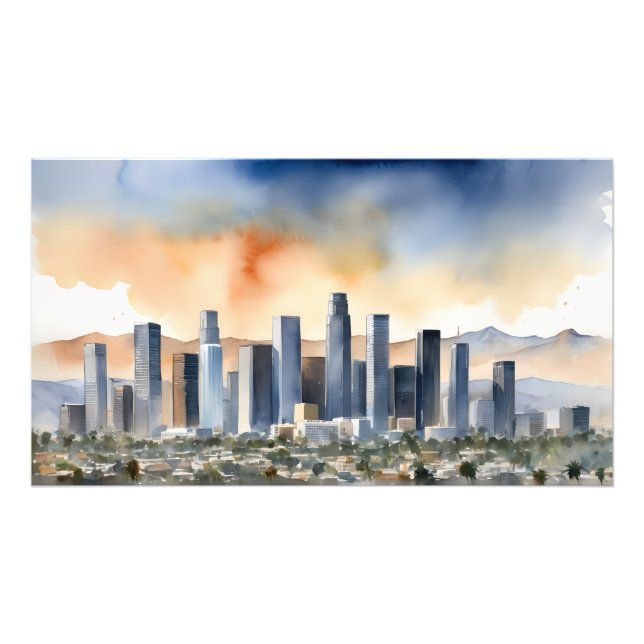 Los Angeles vattenfärgkonst Fototryck (Framsidan)
