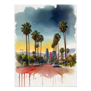 Los Angeles vattenfärgkonst Fototryck