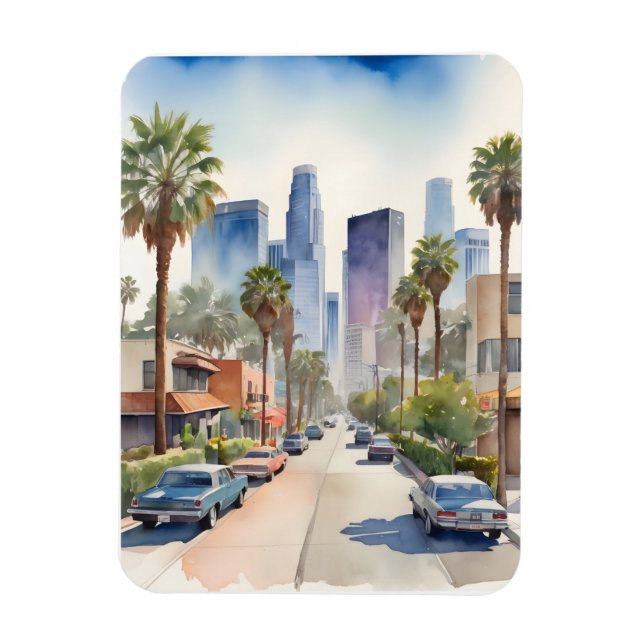 Los Angeles vattenfärgkonst Magnet (Vertikal)