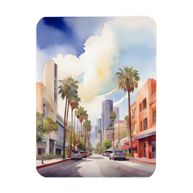 Los Angeles vattenfärgkonst Magnet (Vertikal)