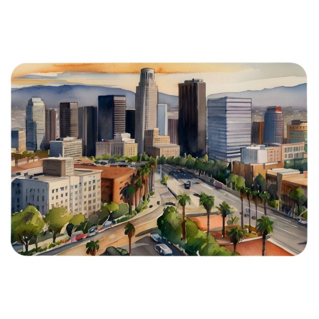 Los Angeles vattenfärgkonst Magnet (Horisontell)