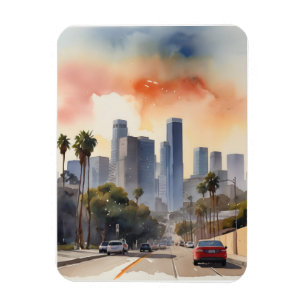 Los Angeles vattenfärgkonst Magnet