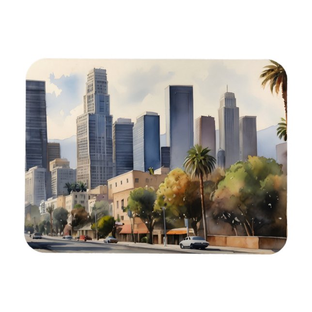 Los Angeles vattenfärgkonst Magnet (Horisontell)