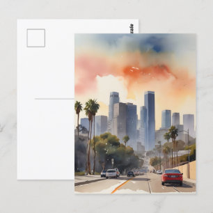 Los Angeles vattenfärgkonst Vykort