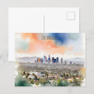 Los Angeles vattenfärgkonst Vykort