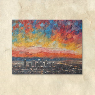 Los Angeles vid solnedgång Abstrakt  Pussel