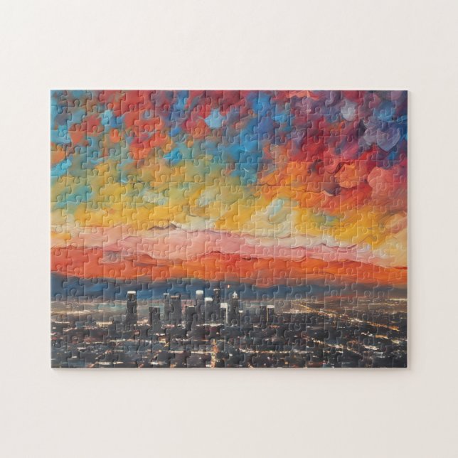 Los Angeles vid Sunset Abstrakt Pussel (Horisontell)