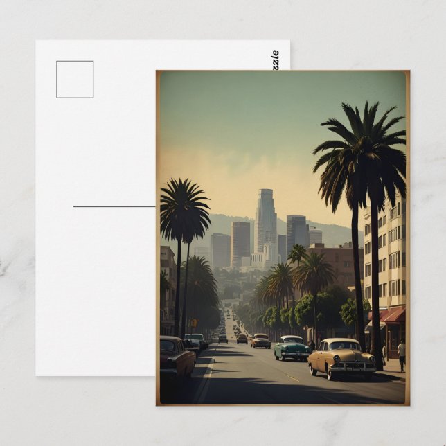 Los Angeles vintage affisch Vykort (Fram/baksida)