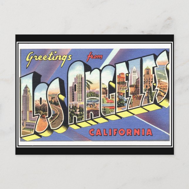 Los Angeles Vintage Postcard Vykort (Framsida)