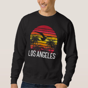 Los Angeles Vintage Retro Beach Handflatan Träd Su Lång Ärmad Tröja