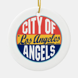 Los Angeles vintageetikett Julgransprydnad Keramik