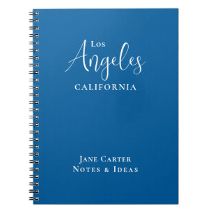 Los Angeles White Script Blue Anteckningsbok