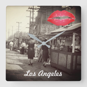 Los Angles California 1935 Olivera Street Photo Fyrkantig Klocka
