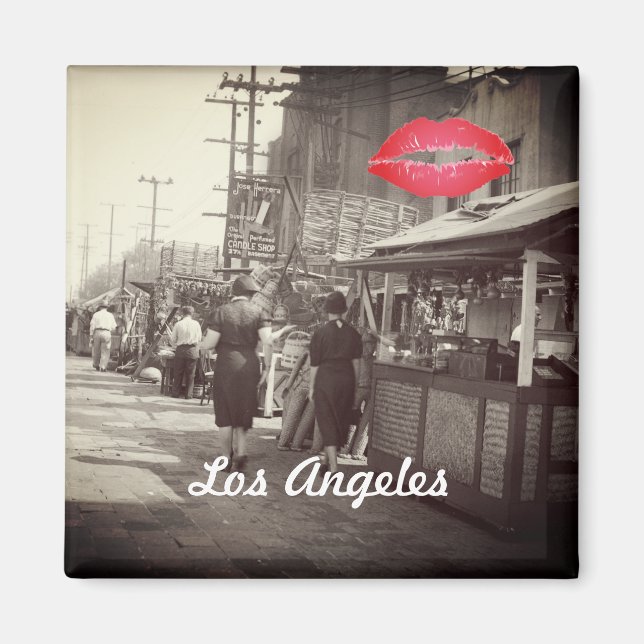 Los Angles California 1935 Olivera Street Photo Magnet (Framsidan)