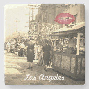Los Angles California 1935 Olivera Street Photo Underlägg Sten