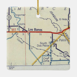 Los Banos CA Retro Karta Julgransprydnad Keramik