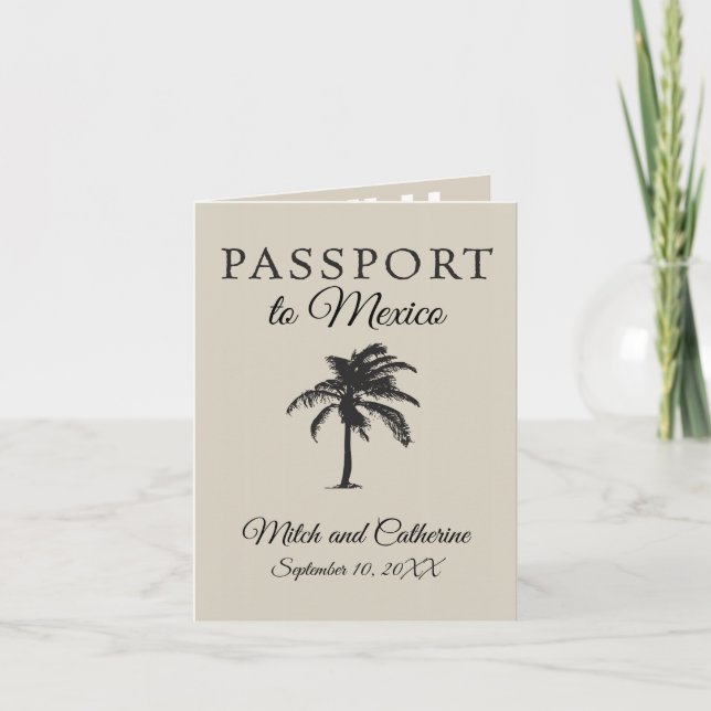 Los Cabos Mexikanska pass Handflatan Träd Bröllop Inbjudan (Framsida)