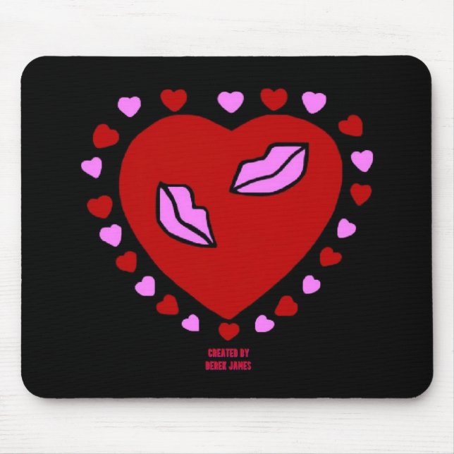 Lös Heart Kisses Mouse Pad Musmatta (Framsidan)