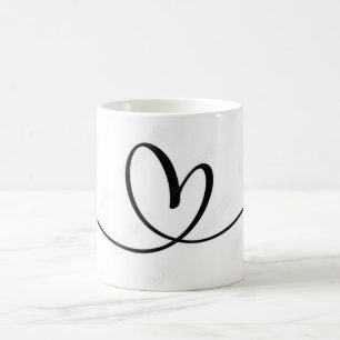 Lös hjärtdesign, avslappnad, handdragen känsla - M Kaffemugg