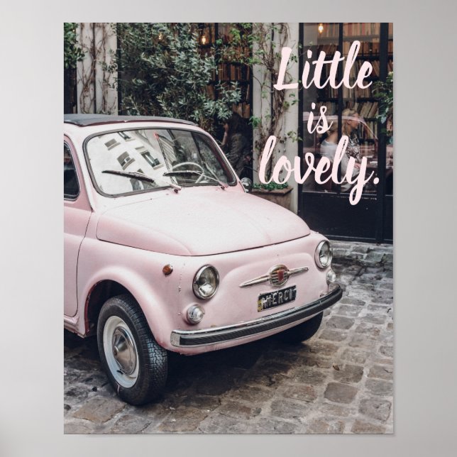 Lös liten Rosa Fiat i Paris Poster (Framsidan)
