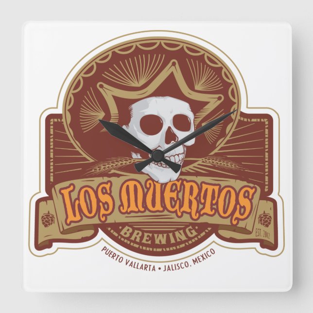 Los Muertos Clock Fyrkantig Klocka (Framsida)