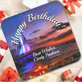 Los Muertos Pier Birthday 1182 Fyrkantigt Klistermärke