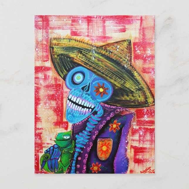 Los Muertos Sugar Skull-vykort Vykort (Framsida)