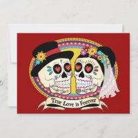 Los Novios Sugar Skull-inbjudan (engelska)